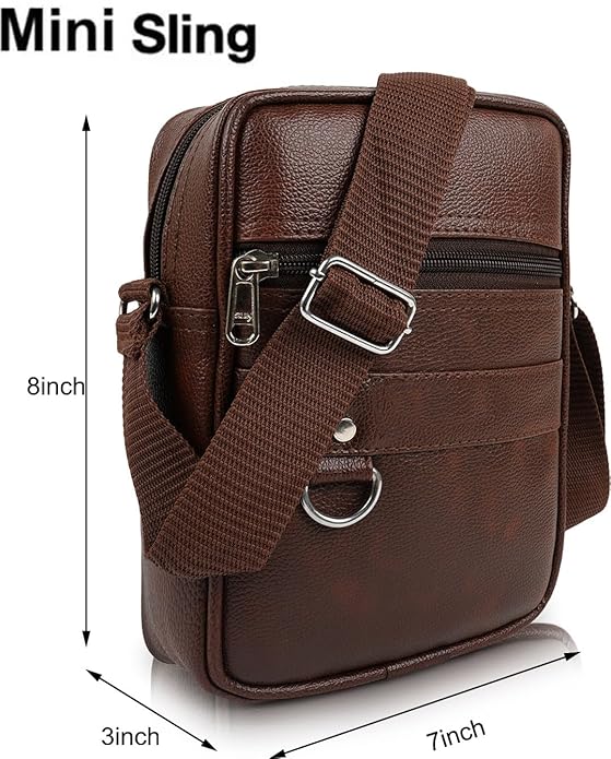 Budget-friendly PU leather sling bag for men, perfect for casual outings and daily essentials. Features a compact design with an adjustable strap.